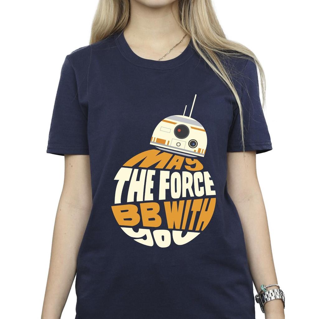 STAR WARS Dámské/Dámské tričko May The Force BB8 Cotton Boyfriend