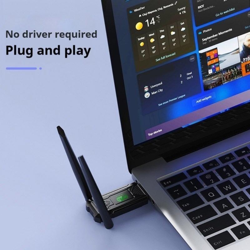 USB Wireless Networking Adapter 1300Mbps with Double 2dBi Antennas Supports Win10/8.1/8/7 For Desktop Laptop