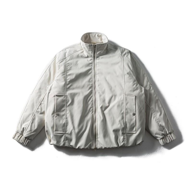 Mens Loose Fit Stand Collar Down Jacket Solid Color White Duck Winter Warm Coat