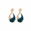 Trendy Green and Gold Geometric Drop Earrings for Women