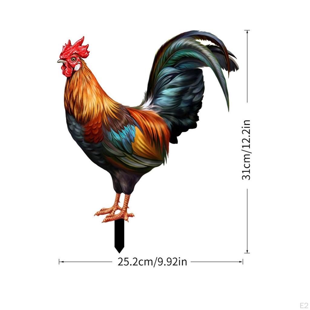Rooster Animal Statue Stakes Garden Creative Lifelike Sign Weatherproof Art Chicken Sculpture