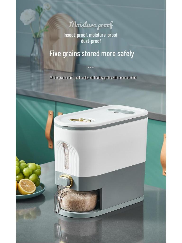 Press-Type Rice Storage Container: Sealed, Insect-Proof, Moisture-Proof Rice Bucket for Kitchen - Ideal for Whole Grains.