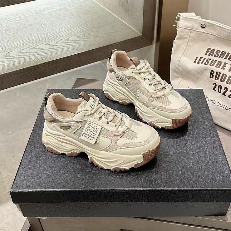 Thick-soled Gray Dad Shoes Women's Shoes 2025 New Fried Street Popular Versatile Women's Heightening Casual Shoes Sports Shoes