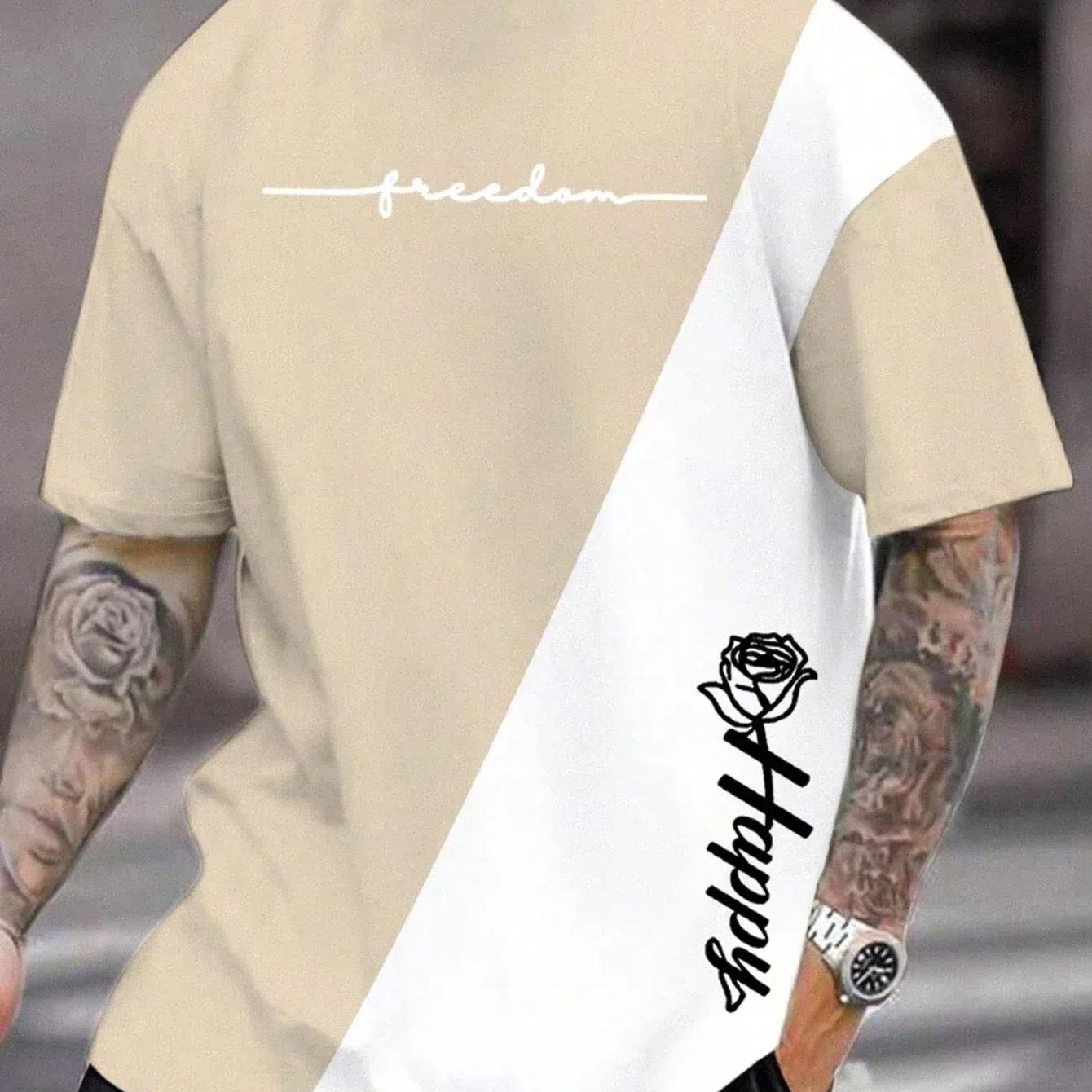 

Футболка для мужчин, одежда, модные футболки с 3D принтом букв и цветов, футболка в стиле Харадзюку с короткими рукавами, повседневная мужская одежда большого размера, топ 6XL