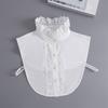 Womens Detachable Fake Collar White Blouses Half Shirt Elegant Ruffled Lace Patchwork French Style Neckwear Accessory
