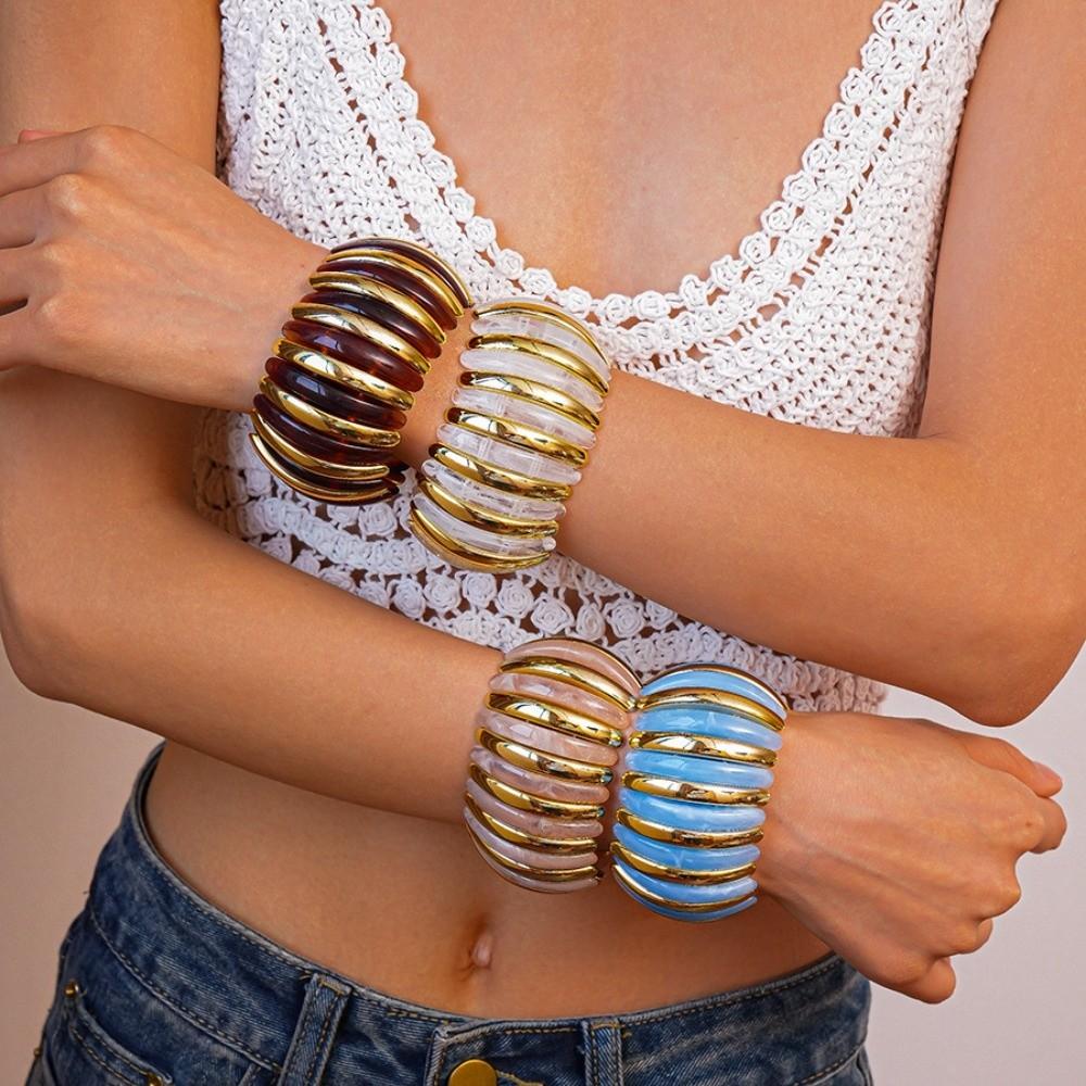 Breiter Acryl Armreif Böhmisch Retro Handring Mode Breite Klobige Armreifen Dekoration