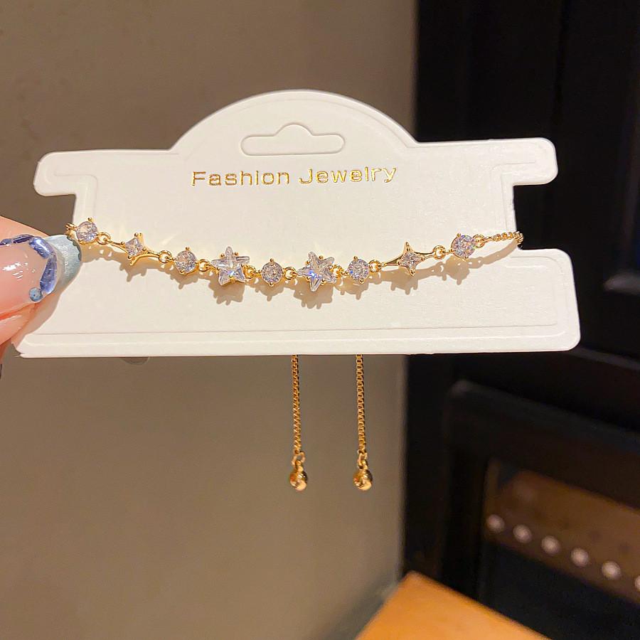 Star Shape Zircon Hand Chain With Copper Resin Material For Fashionable Women