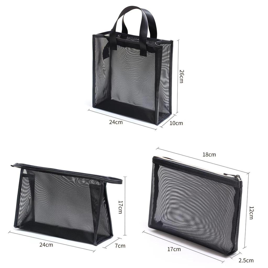 Travel Makeup Bag With Mesh Organizer For Cosmetics And Toiletries In Polyester Fabric