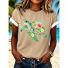 Fashion Women Retro Creative Turtle Pattern Print T Shirt Funny Casual O-neck Short Sleeves T-shirt Summer Female Tee Shirt