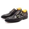 Fashion Luxury Double Buckle Monk Strap Men's Dress Shoes Genuine Leather Classic Crocodile Pattern Formal Business Office Footwear