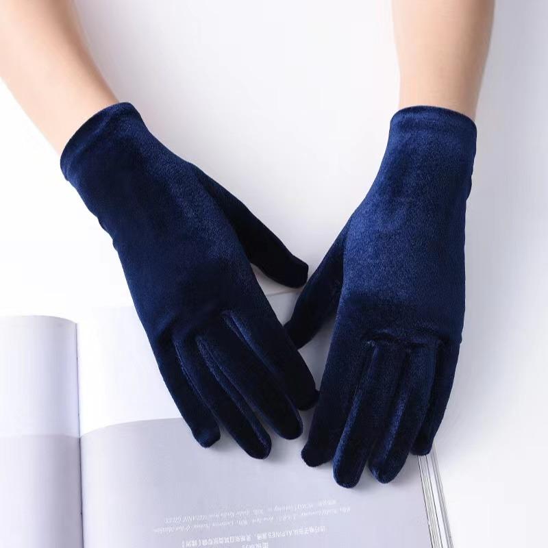 

Простые свадебные черные короткие перчатки, удобные бархатные перчатки для подружек невесты на запястье one size темно-синий