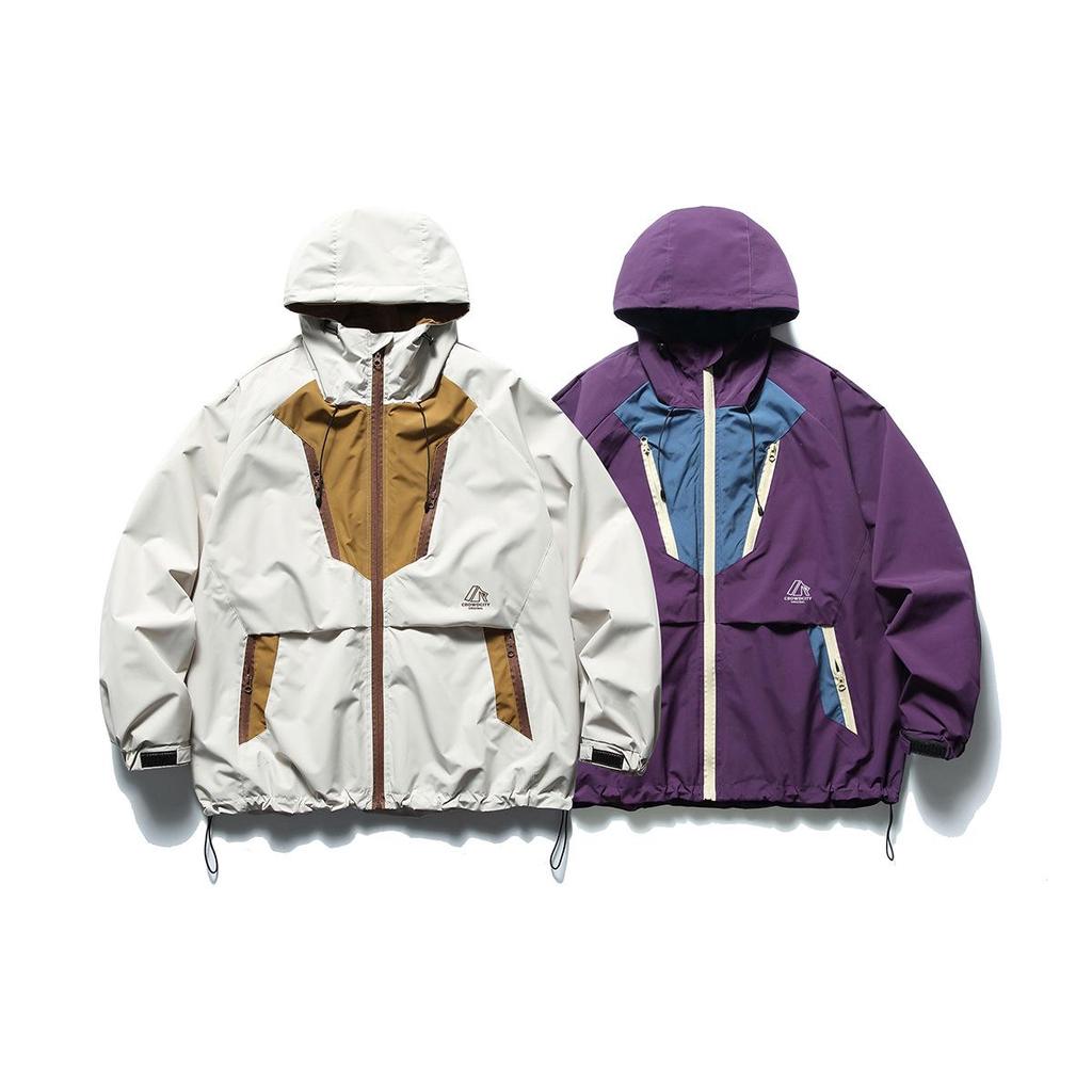 CROWD CITY Men's Spring/Autumn Color Block Teflon Windbreaker Y410