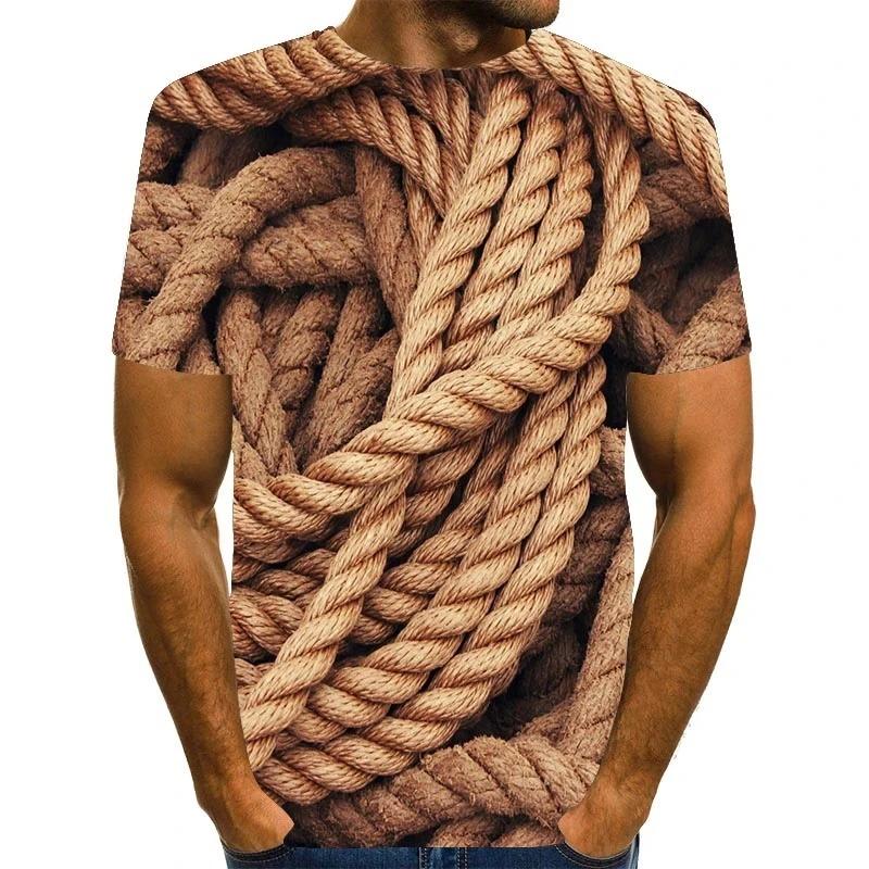 Fashion Summer New Optical Illusion Pattern Men's T-shirt Street Hip Hop Harajuku Round Neck Plus Size Short Sleeve