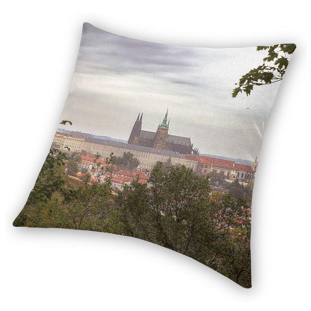 St. Vitus Cathedral From Afar Square Pillowcase Polyester Linen Velvet Printed Zip Decor Throw Pillow Case Car Cushion Cover 18"