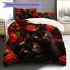 Bombay Cat and Rose Pattern Bedding Home Decoration Birthday Gift (1 * duvet cover + 2 * pillowcase, without core)