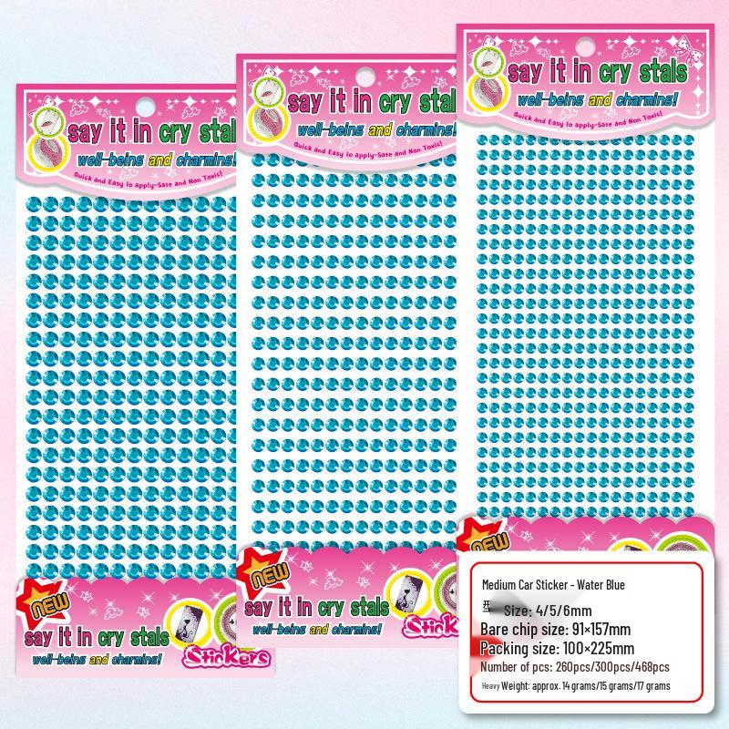 Acrylic Rhinestone Stickers: 456mm, Full Color Range, Ample Stock, Perfect for DIY.