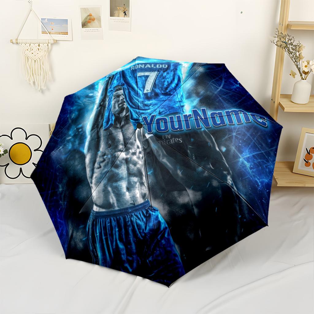 Cristiano Ronaldo Personalized Text Umbrella Automatic Umbrella Folding Umbrella with 8 Ribs Lightweight Durable Everyday Carry Umbrella Fashion Lover