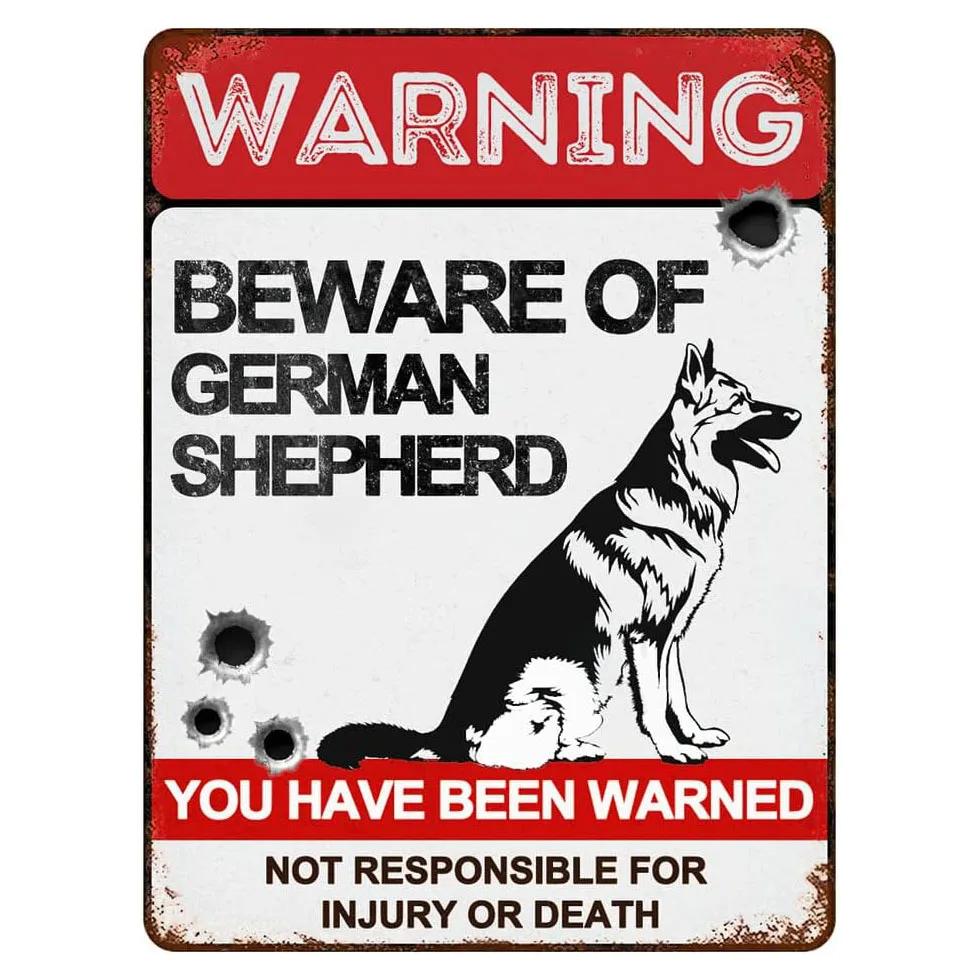 Uwaga na psy Metalowe znaki Plakaty ścienne Tabliczka Znak ostrzegawczy Dekoracja Vintage Malarstwo żelazne do domu Kawiarni Ogrodu Klubu Baru