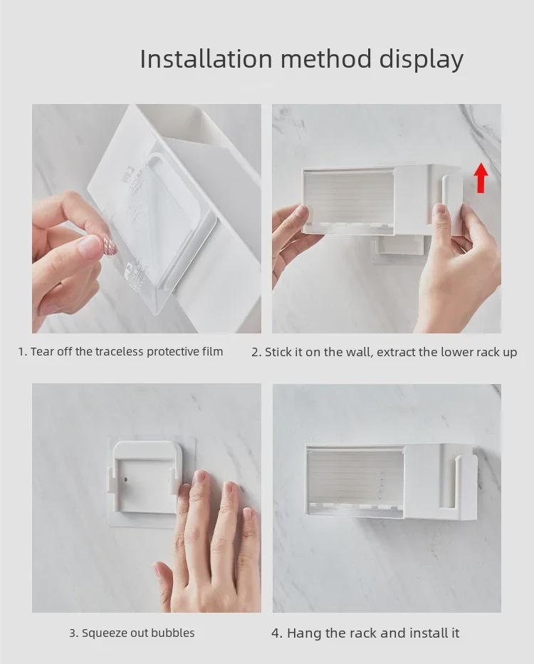 Punch-Free Japanese Wall-Mounted Bathroom Set: Toothbrush Holder & Mouthwash Rack