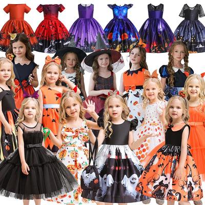 Kinder Halloween Hexenschloss Druck Prinzessinnenkleid für Cosplay & Party Rollenspiel