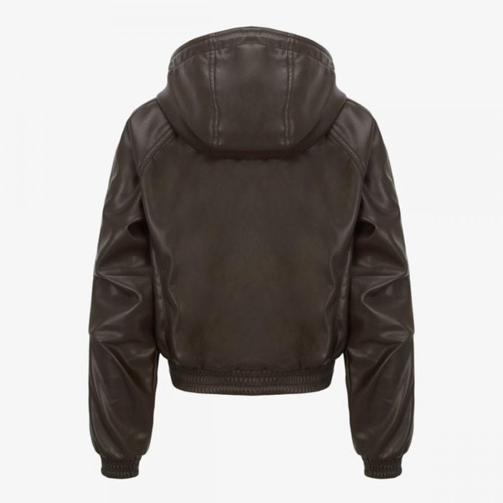 The North Face Luno leaTher Hoodie Zip Up Brown Nm5pr52b