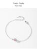 S925 Sterling Silver Cherry Blossom Pink Sugar Cube Bracelet - Women's Korean Simple Versatile Design