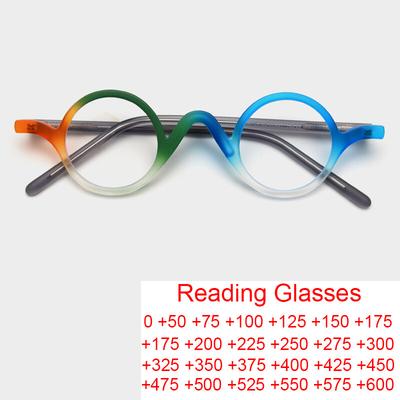 Gradient Rainbow Small Round Reading Glasses Ultralight Prescription Eyeglasses Anti Blue Light Women's Presbyopia Glasses