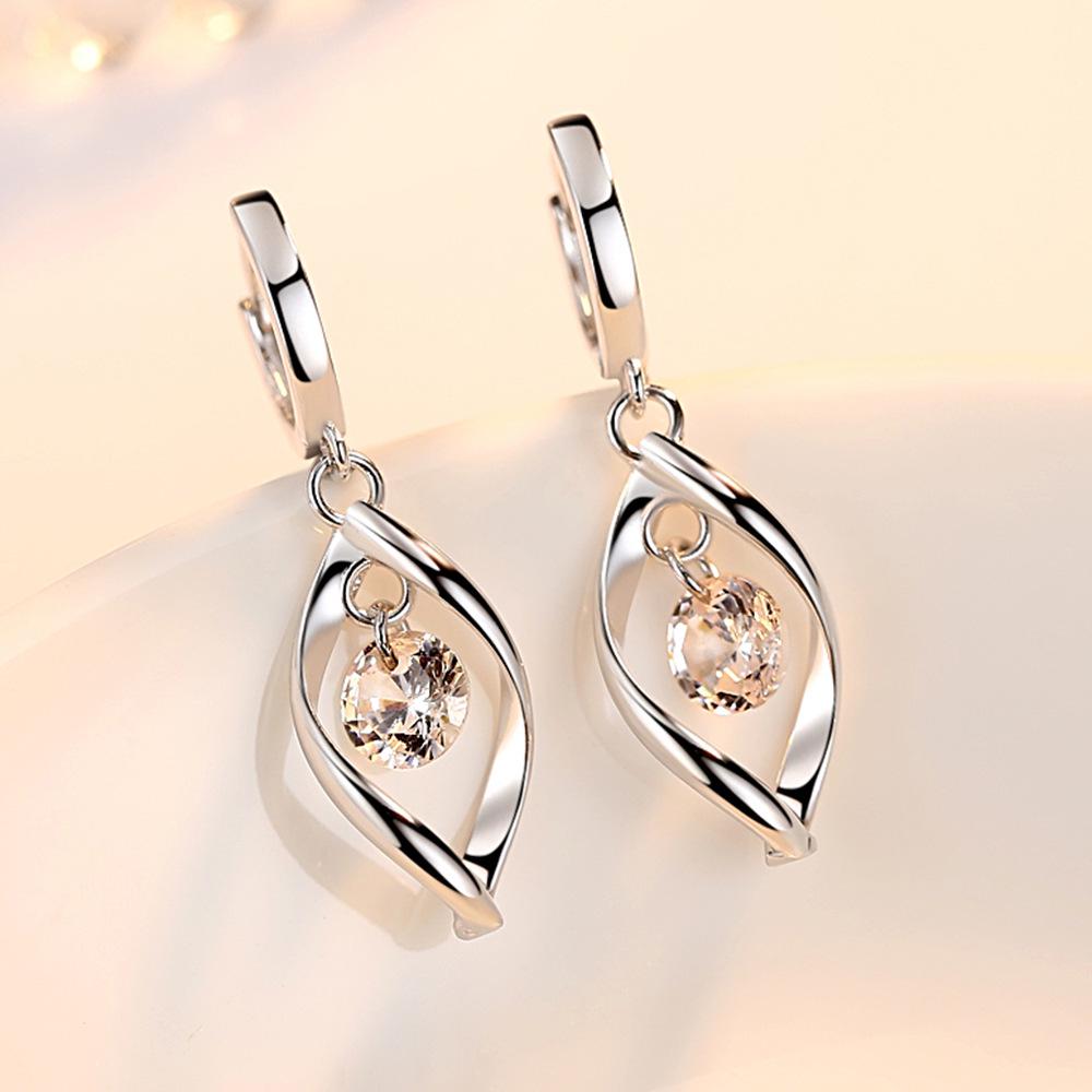 Zircon Pearl Rotating Love Earrings - Elegant Long Women s Accessories