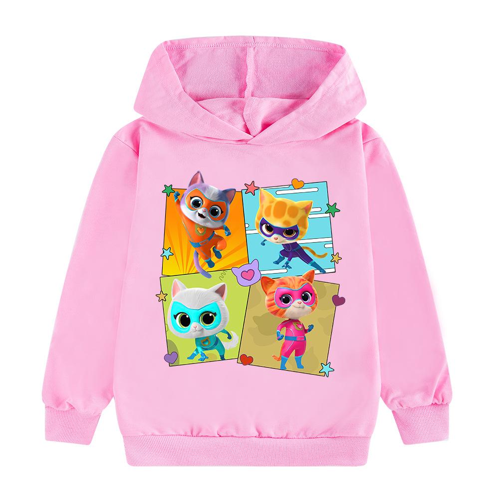 Neuer SuperKätzchen Cartoon Niedlicher Aufdruck Kinder Warmer Pullover Herbst- und Wintertrend Outdoor Bequemer Hoodie für Jungen und Mädchen