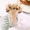100Pcs Hamburger Garnish Bamboo Sticks Disposable Fruit Snack Skewers Party Buffet Food Picks Bento Tools