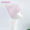 SOMALER Women's Autumn Winter Angora Knit Warm Hat with Brim and Sequin Decoration Cute Cat Design Beanie 54-58cm