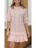 Women's Crochet Knit Sweater with Ribbed Trim