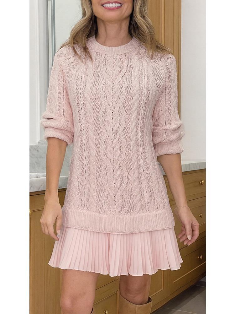 Women's Crochet Knit Sweater with Ribbed Trim