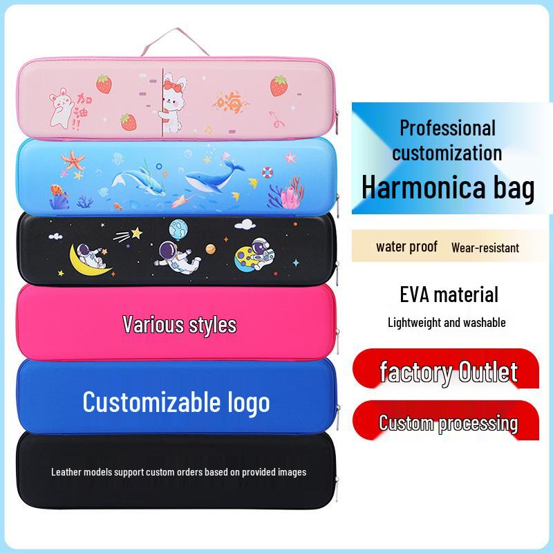37-Key Student Harmonica Case: Protective Travel Cover & Accessory Storage 32-key Pink Canvas Soft Bag with Cotton, Washable