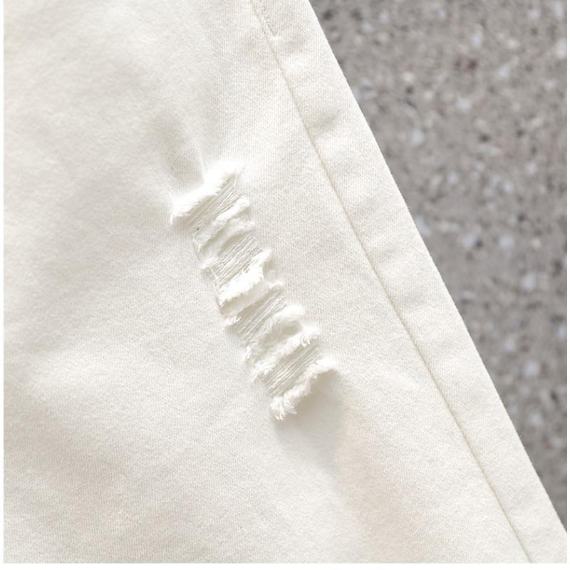 Plus Size Summer Jeans Pants Women Elastic Shorts Loose Casual Ripped Basic Trousers Denim