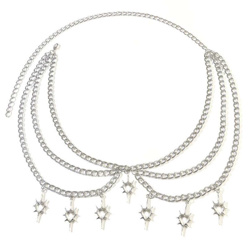 

Edgy Heart Design Metal Waist Chain For Punk Rock Concerts And Casual Streetwear 1
