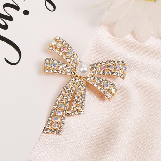 Sløjfedesign Broche Nål til Kvinder, Indlagt med Kunstige Perler Rhinsten Reversnål, Broche Alsidigt Tilbehør til Trøjer Kraver Hatte Tasker Frakker Tørklæder