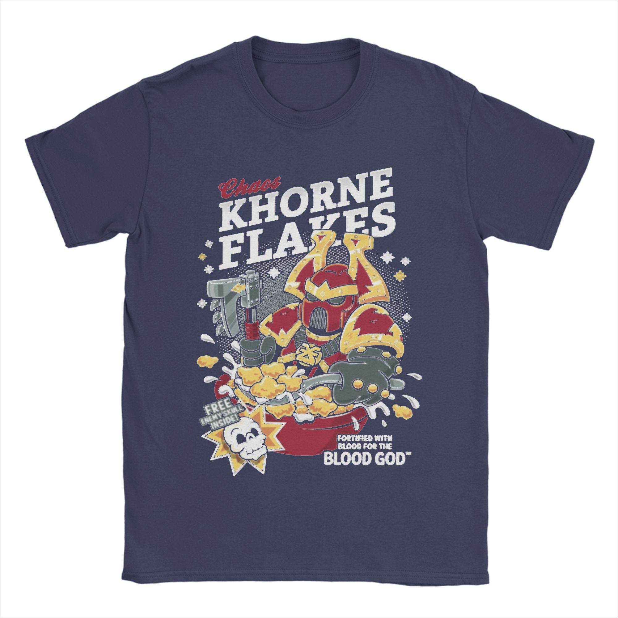 Chaos Khorne Flakes Merch Unisex T-Shirts Baumwolle T-Shirt Grafikdruck W-Warhammered 40k T-Shirt Kleidung XL navy blau