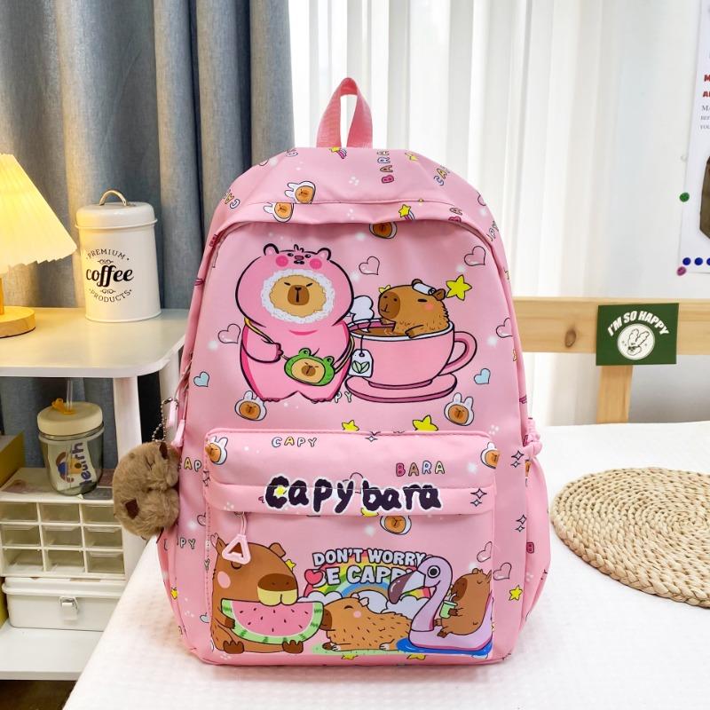 Fashion Kawaii Capybara College Backpack Large Capacity Breathable Girl Book Bag Cute Cartoon Student Schoolbag Women Mochilas