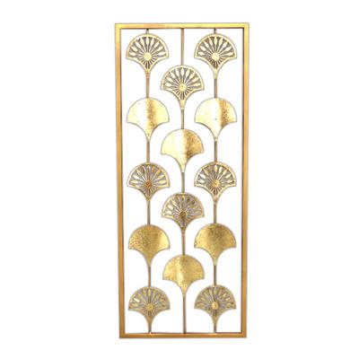 [A1189] - XXL Metal Decoration 'Ginkgo Biloba' Gold - 63x29x2 Cm