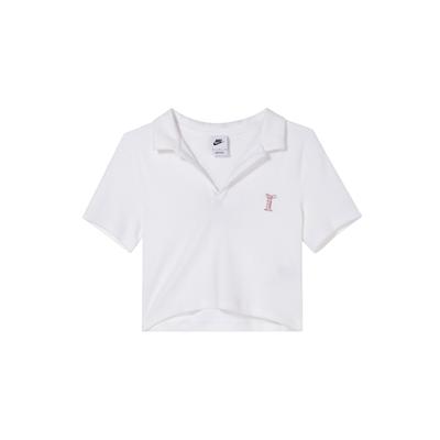 Abbigliamento sportivo T-shirt polo aderente a tinta unita casual sportiva a maniche corte da donna top bianco HJ6852100