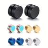2 Pairs Stainless Steel Magnetic Fake Gauge Earrings 6-10mm Non Pierced Studs for Men and Women