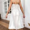 Large Size Sexy Mesh Deep V Lace Pajamas Side Split Suspender Skirt Extended Loungewear Nightdress