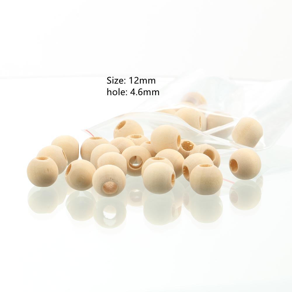 8mm 10mm 12mm 15mm 20mm-50mm Round Natural Wood Loose Big Hole Eco-friendly Beads for DIY Crafts Woodcraft Jewelry Bracelet Making Accessories