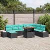 Garden Sofa Set with Cushions 9 pcs Black and Teal
