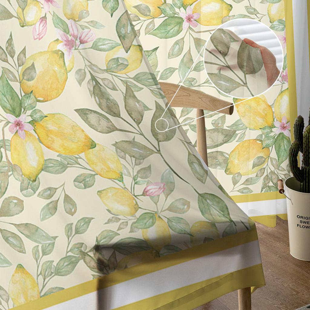 Akwarelowe Cytryny Owoce Przezroczyste Zasłony do Dekoracji Salonu Zasłony Okienne do Kuchni Tiulowe Woalowe Organzowe Zasłony