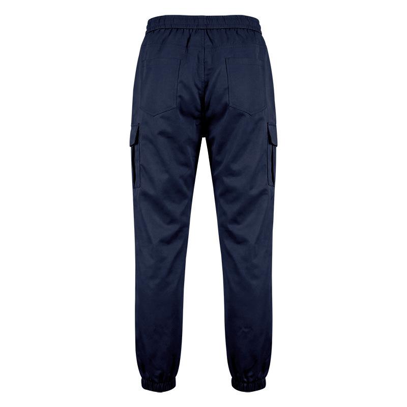 Men Drawstring Elastic Waist Jogger Cargo Pants, Multi Pockets Ribbon Decor Tapered Ankle Cuffs Casual Streetwear Utility Trousers Outdoor Daily Wear