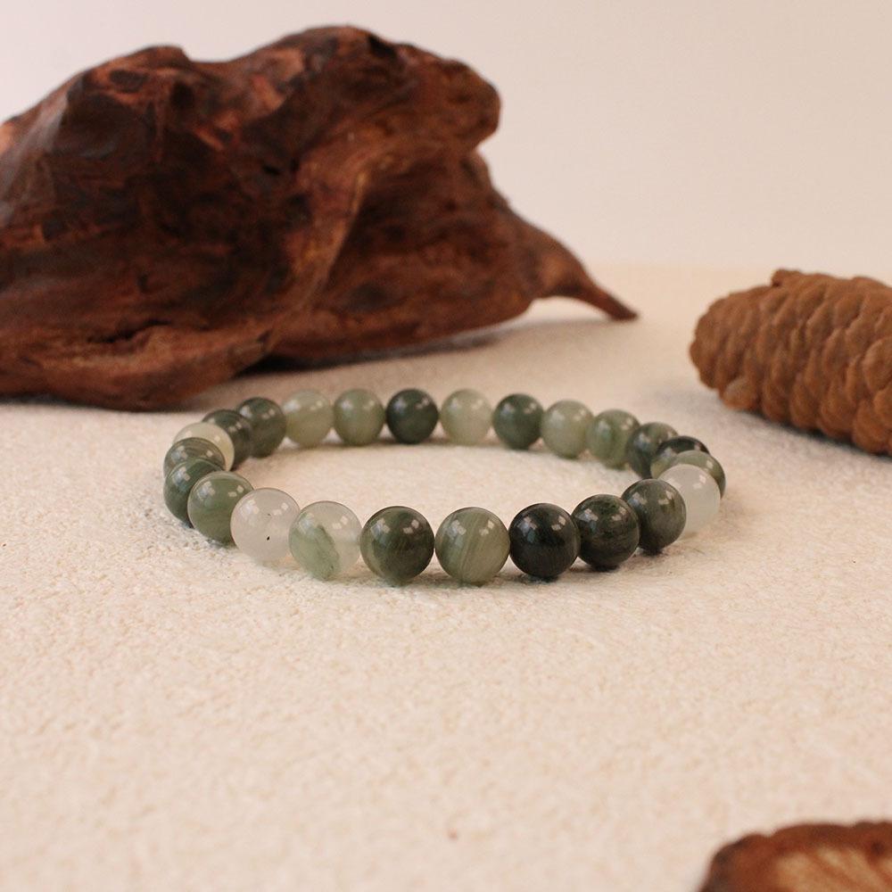 Festive Gifts Green Seraphinite and Moonstone Beaded Bracelet Fresh Natural Fashion Jewelry for Women Daily Wear Gift Simple Elegant Accessory