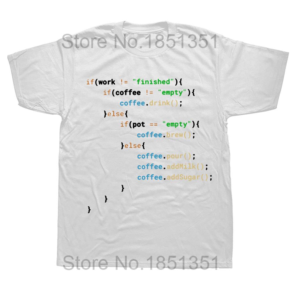 Funny Java Programmer Coffee Coding TShirt Coffee Lovers Geek Nerd Gift Tee Tops Summer 100 Cotton Casual EU Size T Shirts S