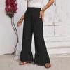 Women's solid color bell-bottom pants high-waist loose casual pants